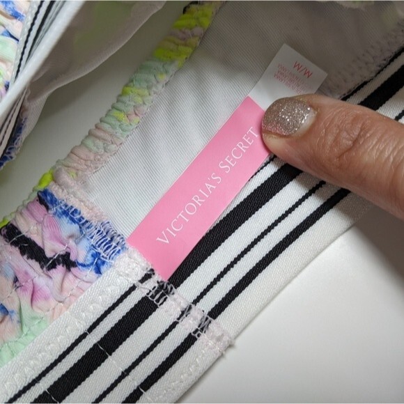 Victoria's Secret Swimsuit Bikini Ruched Top Medium Multicolor Tie Dye M - Picture 7 of 8